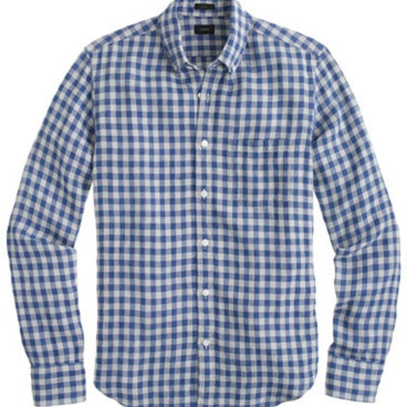 New: J. Crew linen shirt in Gingham - Picture 1 of 5